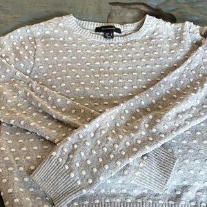 Max Studio Light Gray Polka Dot Sweater
